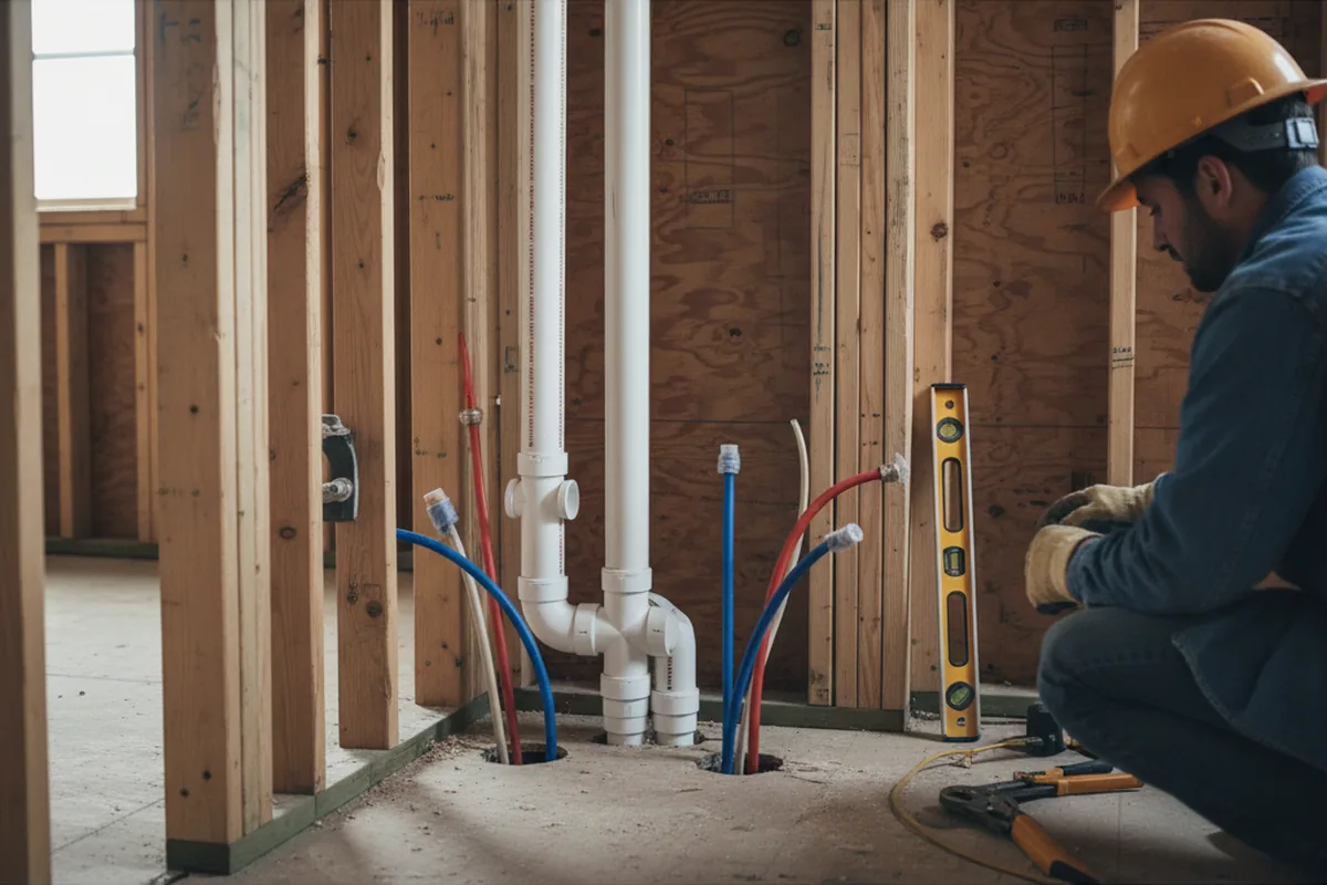 Drain and supply rough-in during Leak Detection in Arlington